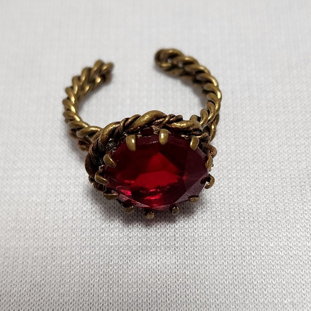 Large Ruby Red Adjustable Costume Ring - image 4